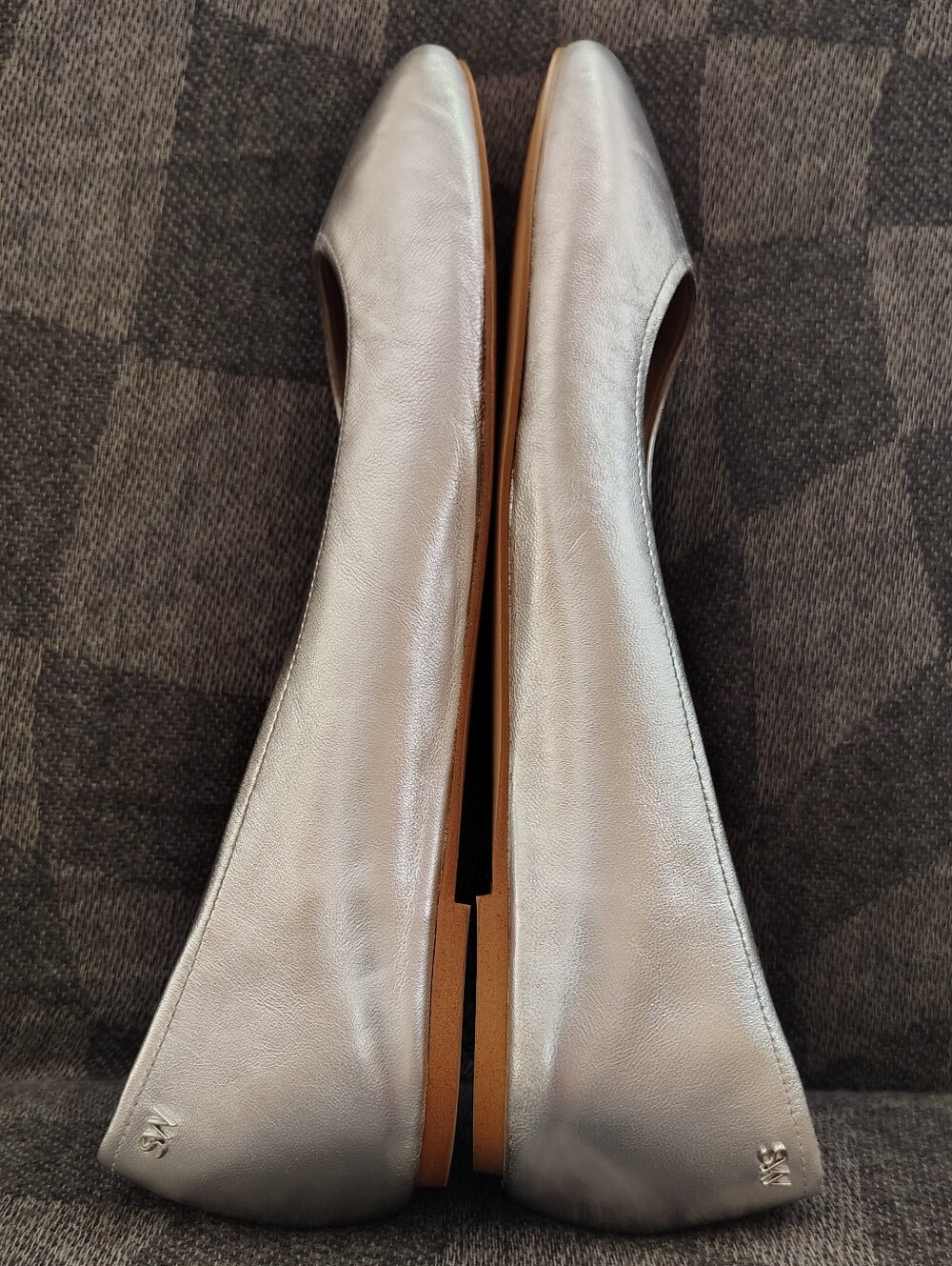 Stuart Weitzman Silver Metallic Ballet Flats, Size 10 - Picture 3 of 9